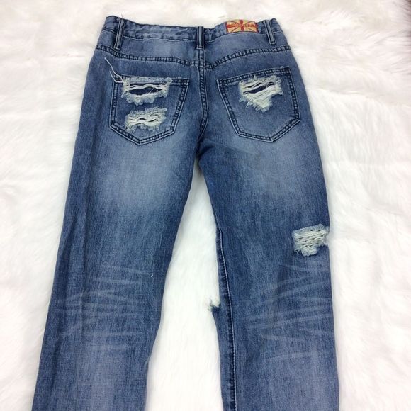 Machine Distressed Jeans Size 26 - Picture 5 of 8